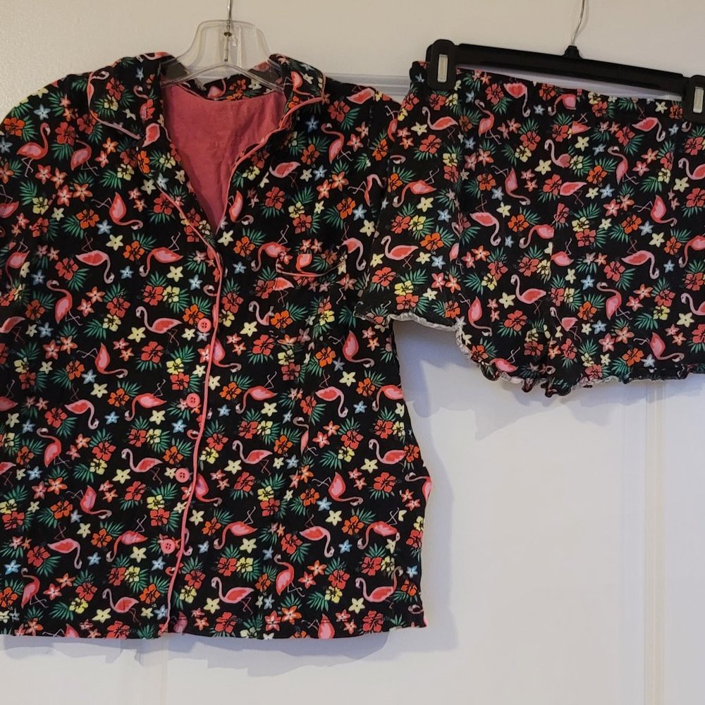 Flamingo Patterned Pajama Set
